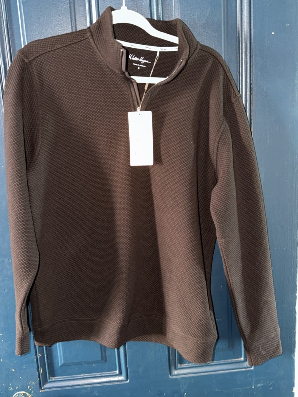 Walter Hagen Men's Black Quarter-Zip Textured Sweater